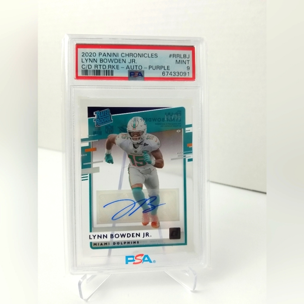 2020 Panini Chronicles Clearly Donruss Lynn Bowden Jr. RC Auto Purple /25 PSA 9
